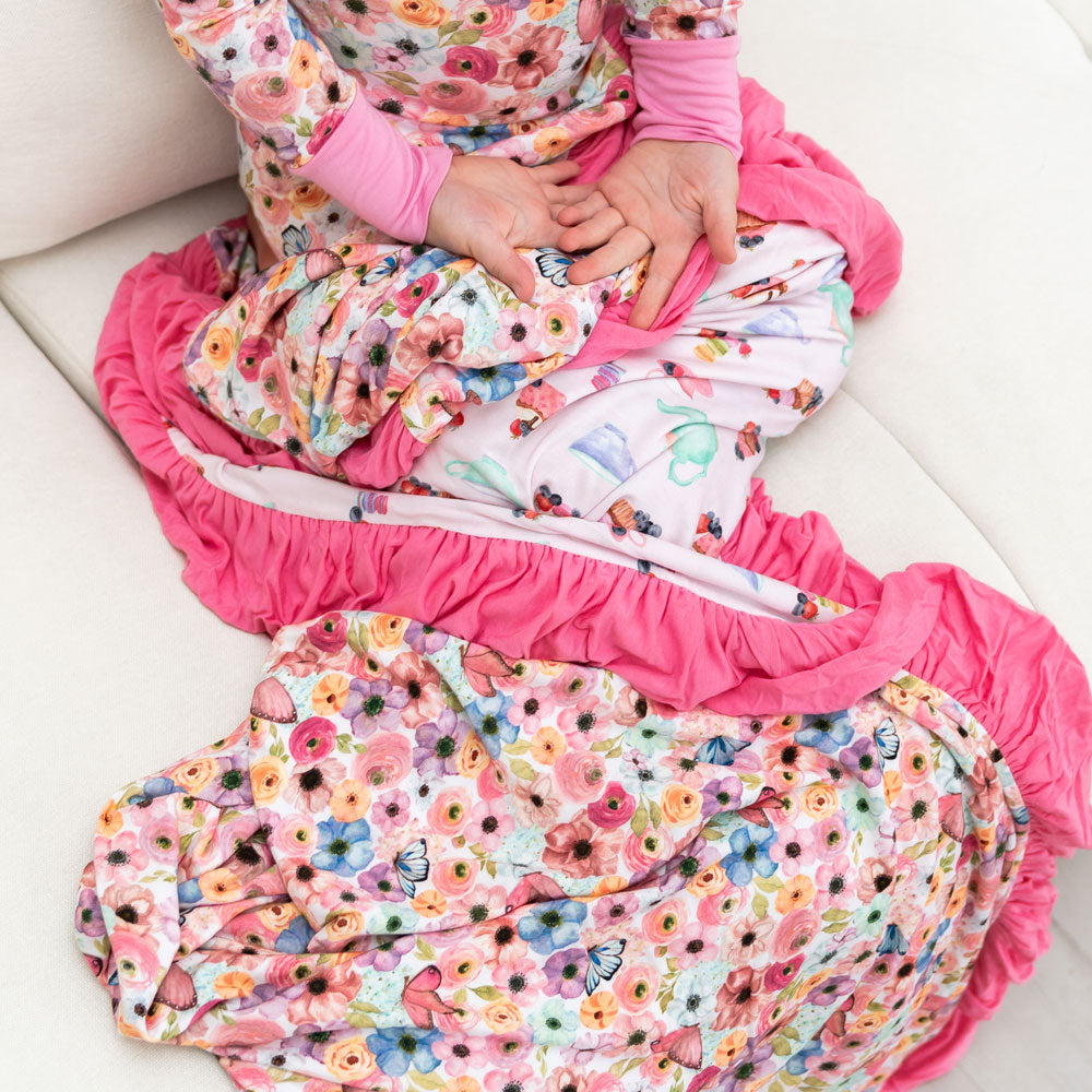 Bamboo Ruffle Toddler Blanket Double Layered Lillian's Garden