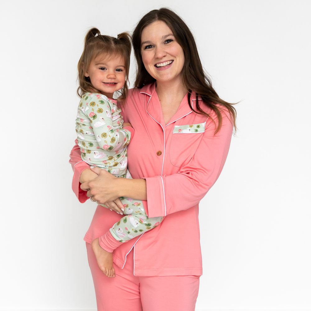 Bamboo Luxe Lounge Set Long Sleeve Women's Lillian's Garden Swans