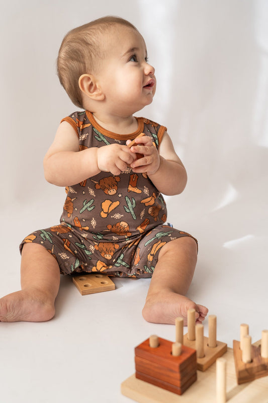 Highland Cow Shorty Tank Romper Soft Sleeveless Romper HouseofHenry.co