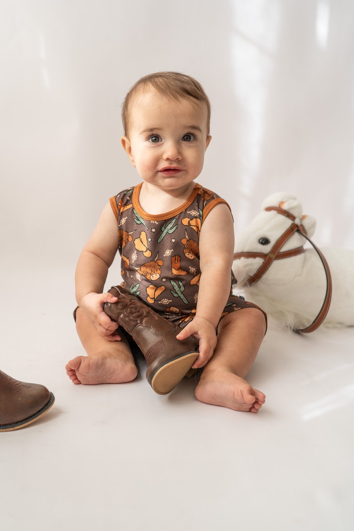 Highland Cow Shorty Tank Romper Soft Sleeveless Romper HouseofHenry.co