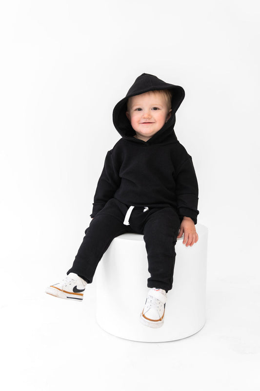 Waffle Knit Hooded Pullover Cozy Onyx Laree + Co.