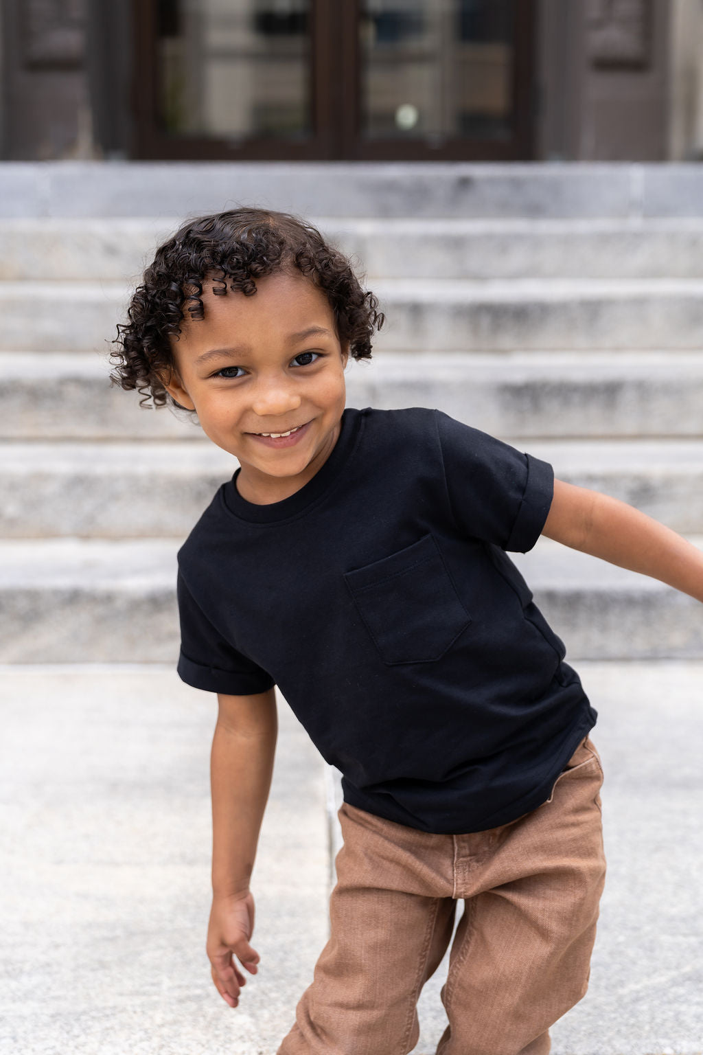 Boxy Fit Earthy Tone Kids Tee Onyx
