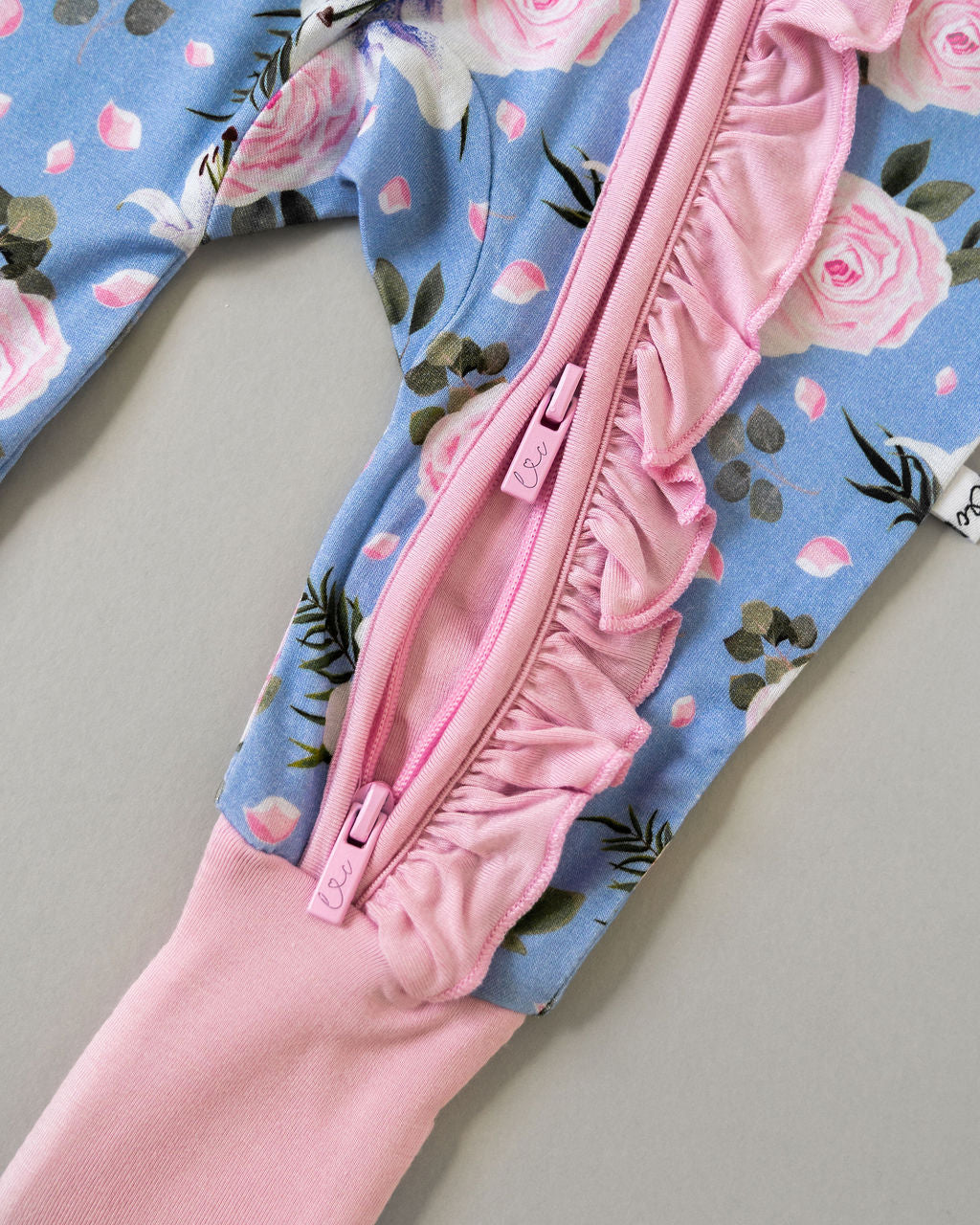 Floral Bamboo Ruffle Convertible Footie Lillian by Laree + Co.