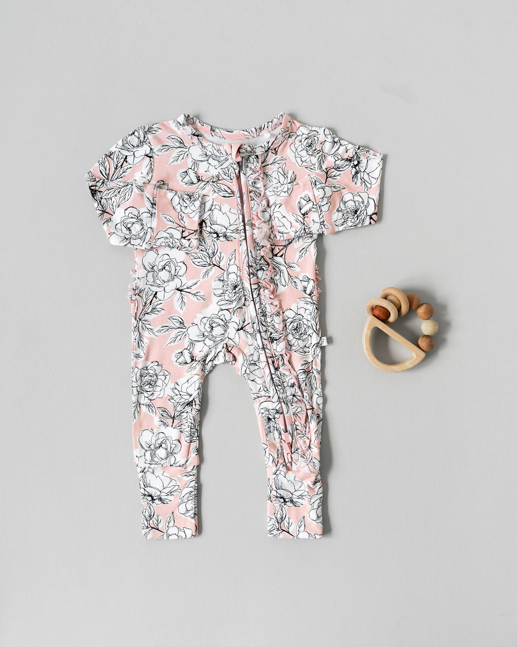 Allie Floral Bamboo Ruffle Convertible Footie 2T-4T Laree + Co.
