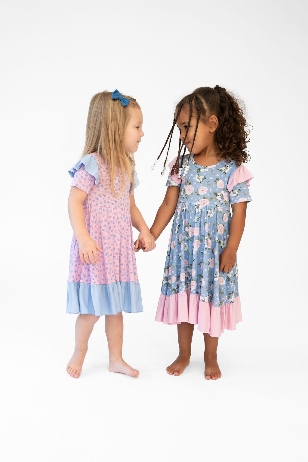 Lillian Floral Bamboo Knee-Length Ruffle Spin Dress