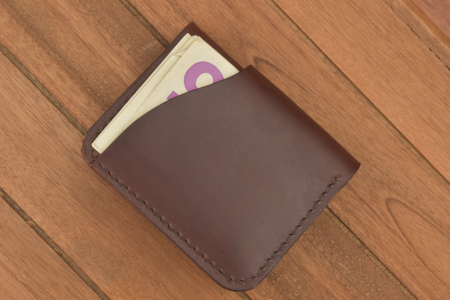 6 Pocket Card Bi Fold Full Grain Leather Wallet Italian Buttero