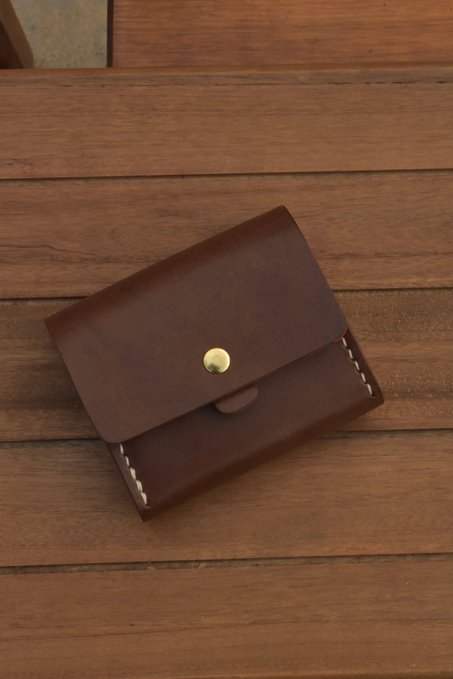 Double Gusset Leather Snap Wallet Handcrafted USA