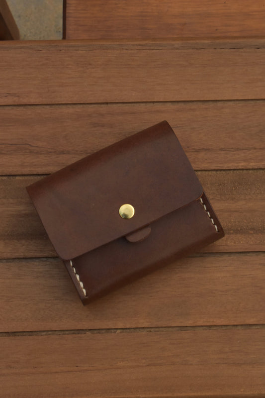 Double Gusset Leather Snap Wallet Handcrafted USA