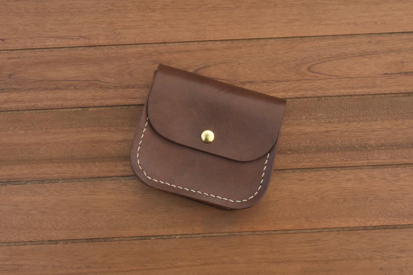 Compact Leather Snap Wallet Women Full Grain Handmade