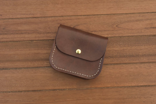 Compact Leather Snap Wallet Women Full Grain Handmade