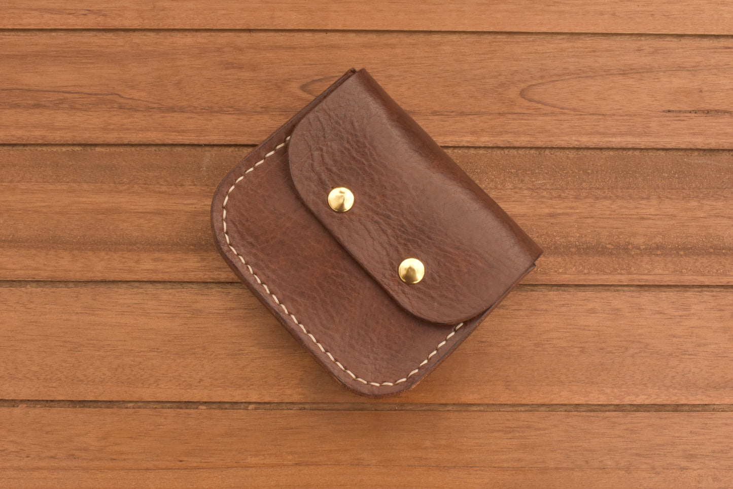 Compact Leather Snap Wallet Women Full Grain Handmade