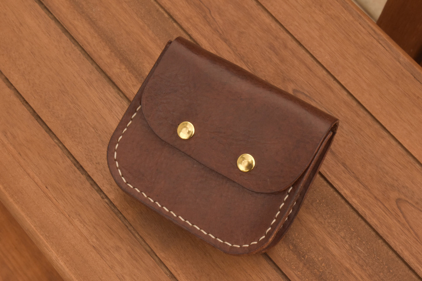 Compact Leather Snap Wallet Women Full Grain Handmade