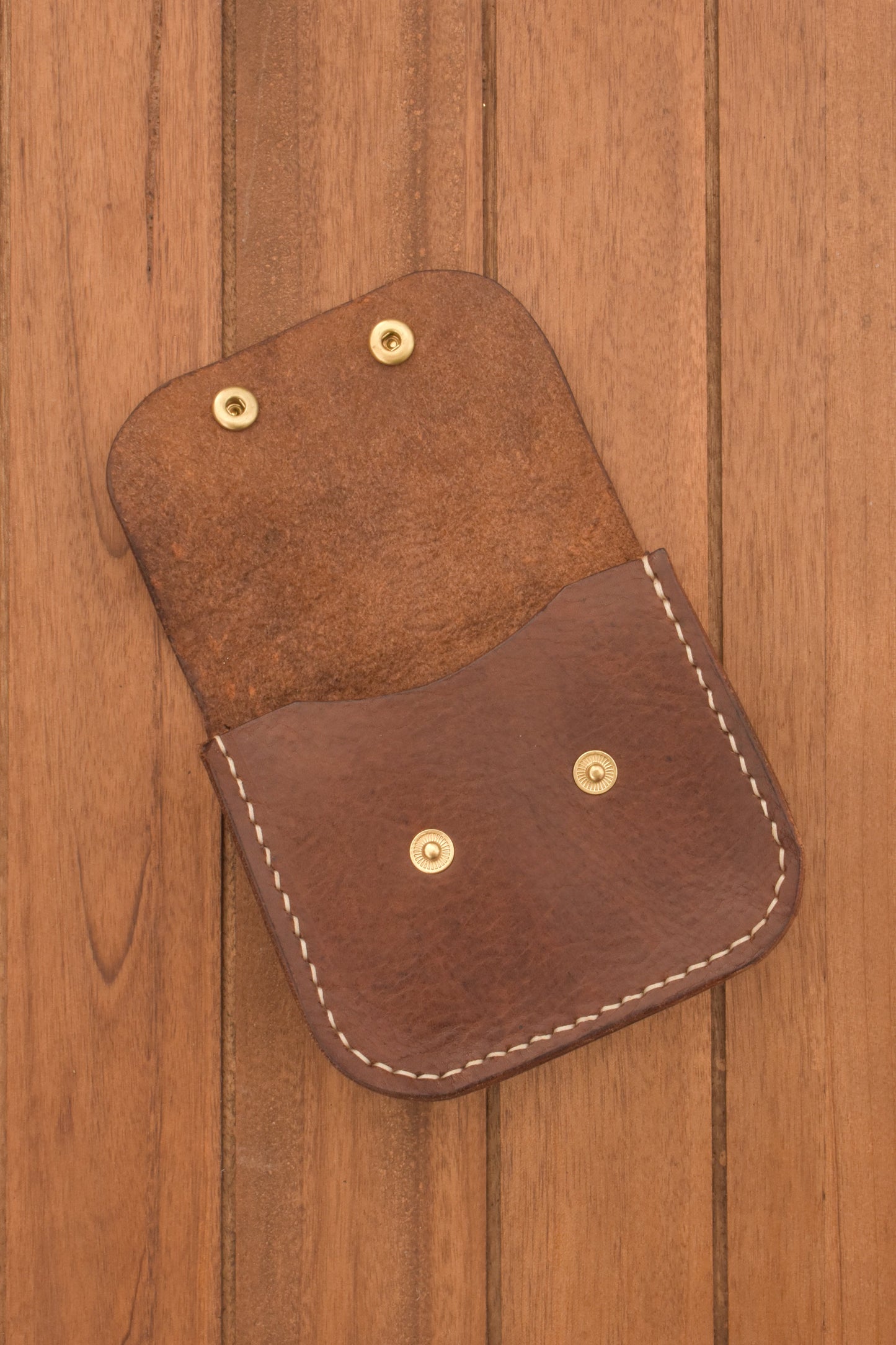 Compact Leather Snap Wallet Women Full Grain Handmade