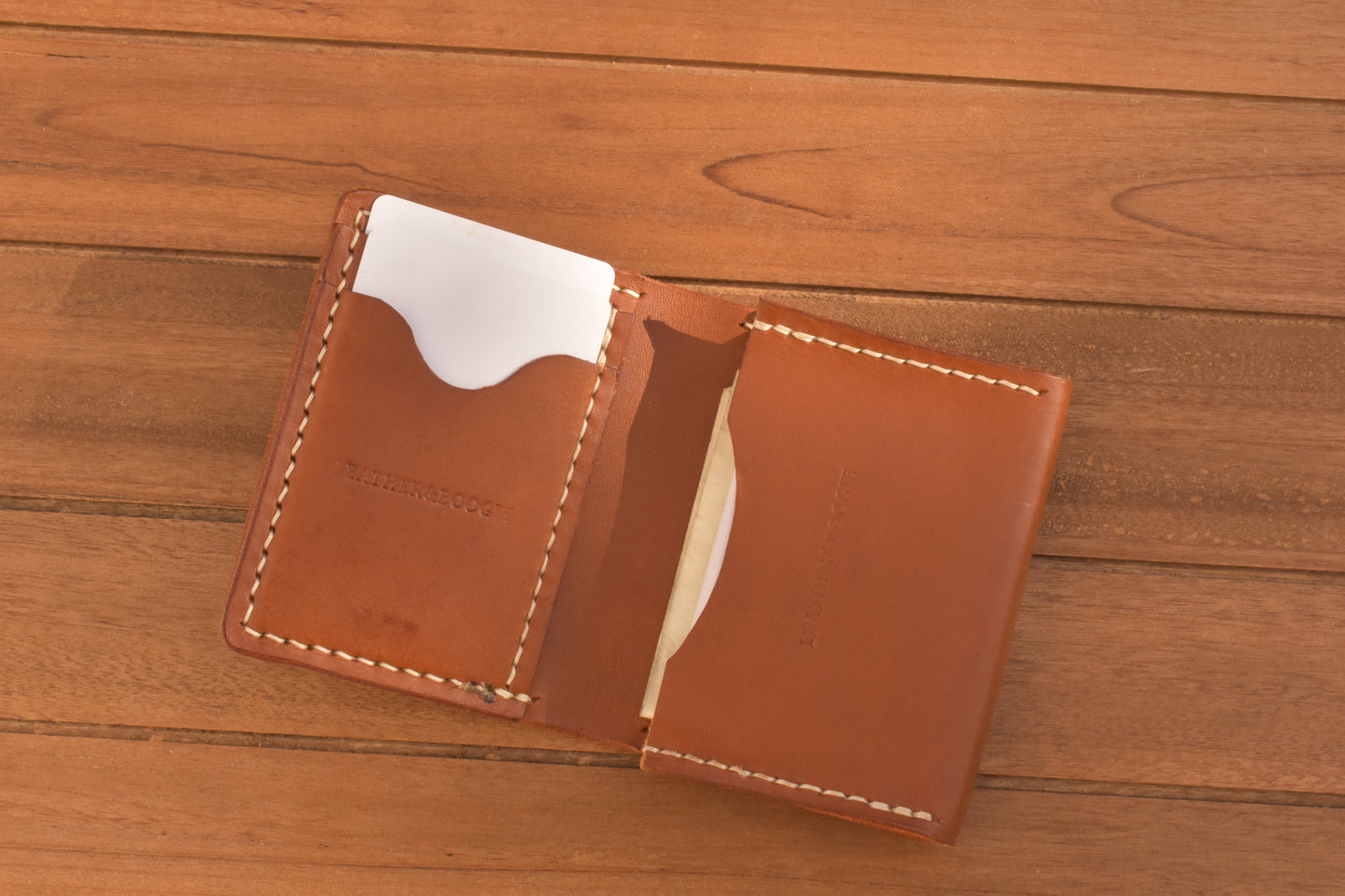 Card Gusset Compact Wallet Full Grain Leather Made in USA