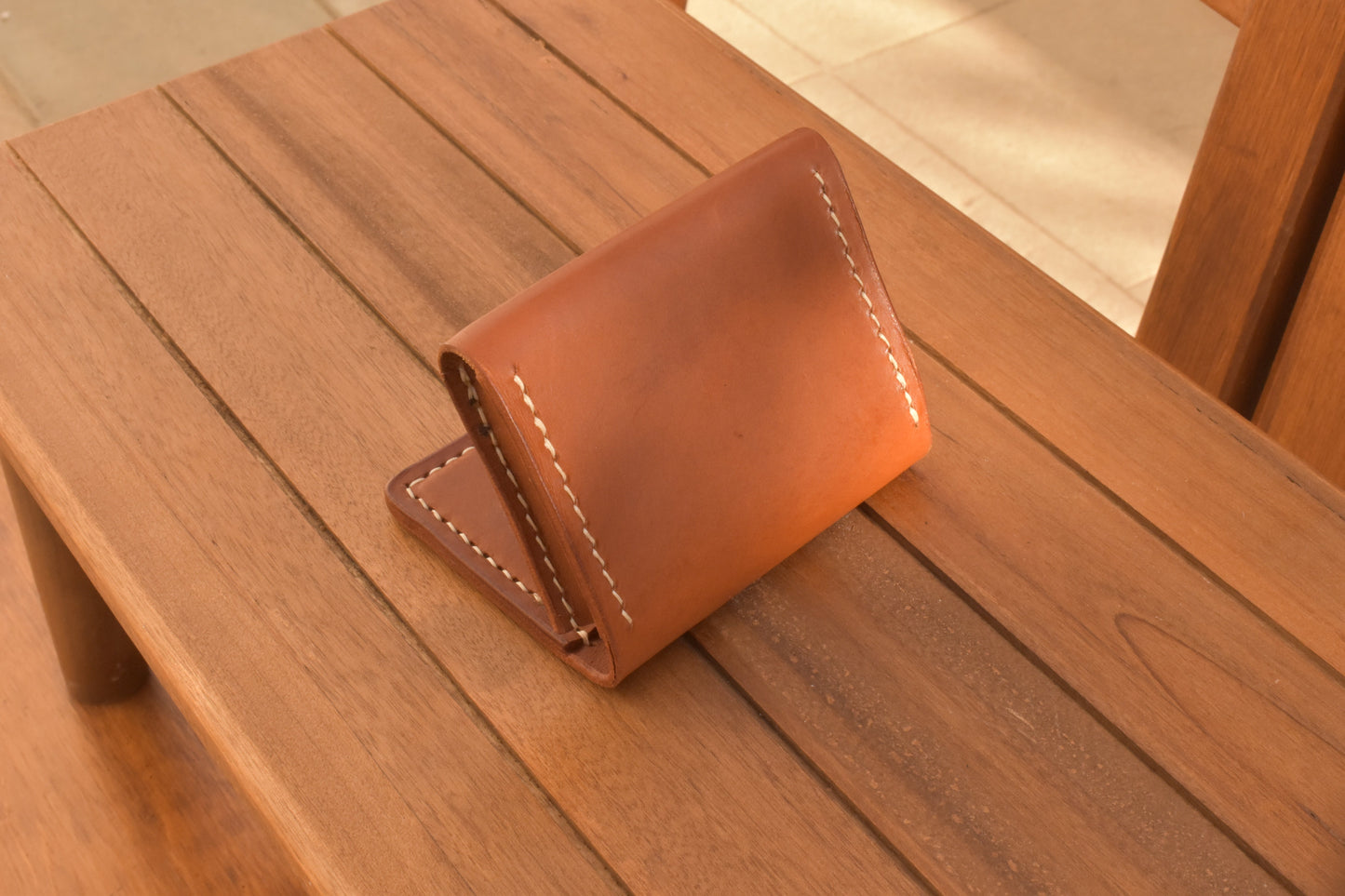 Card Gusset Compact Wallet Full Grain Leather Made in USA