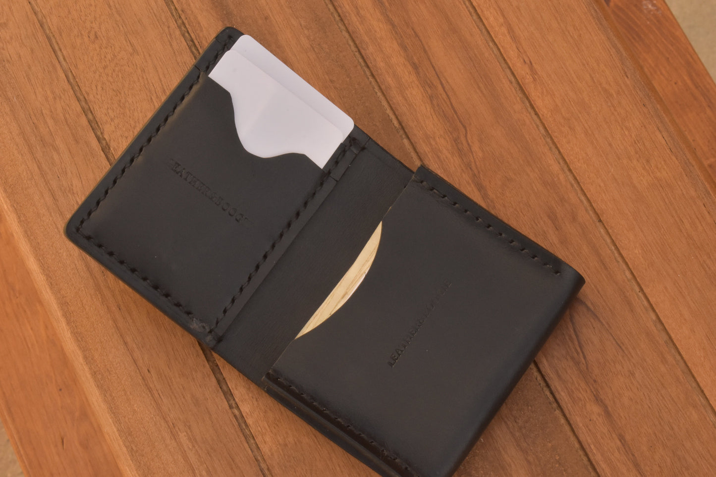 Card Gusset Compact Wallet Full Grain Leather Made in USA