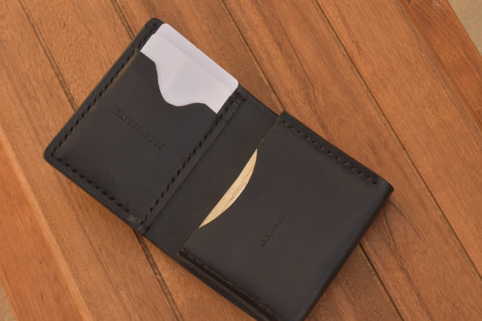 Card Gusset Compact Wallet Full Grain Leather Made in USA