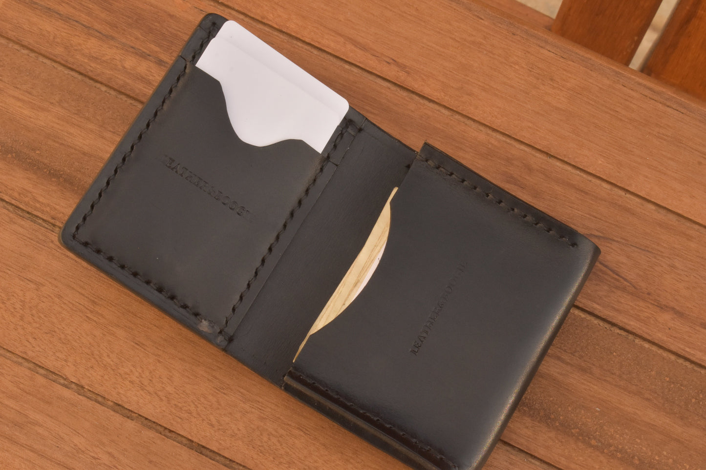Card Gusset Compact Wallet Full Grain Leather Made in USA