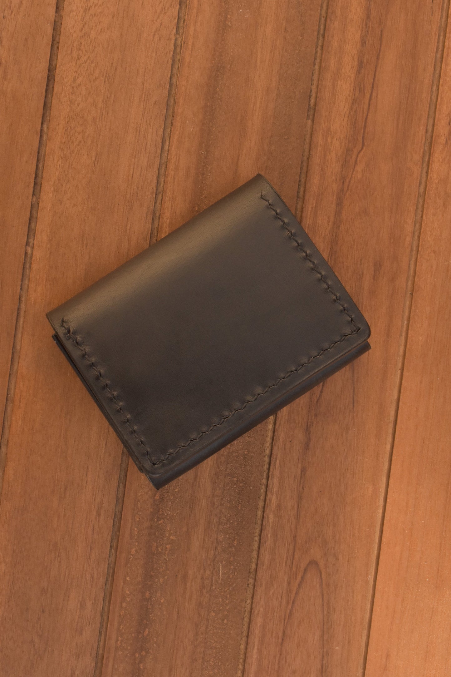 Card Gusset Compact Wallet Full Grain Leather Made in USA