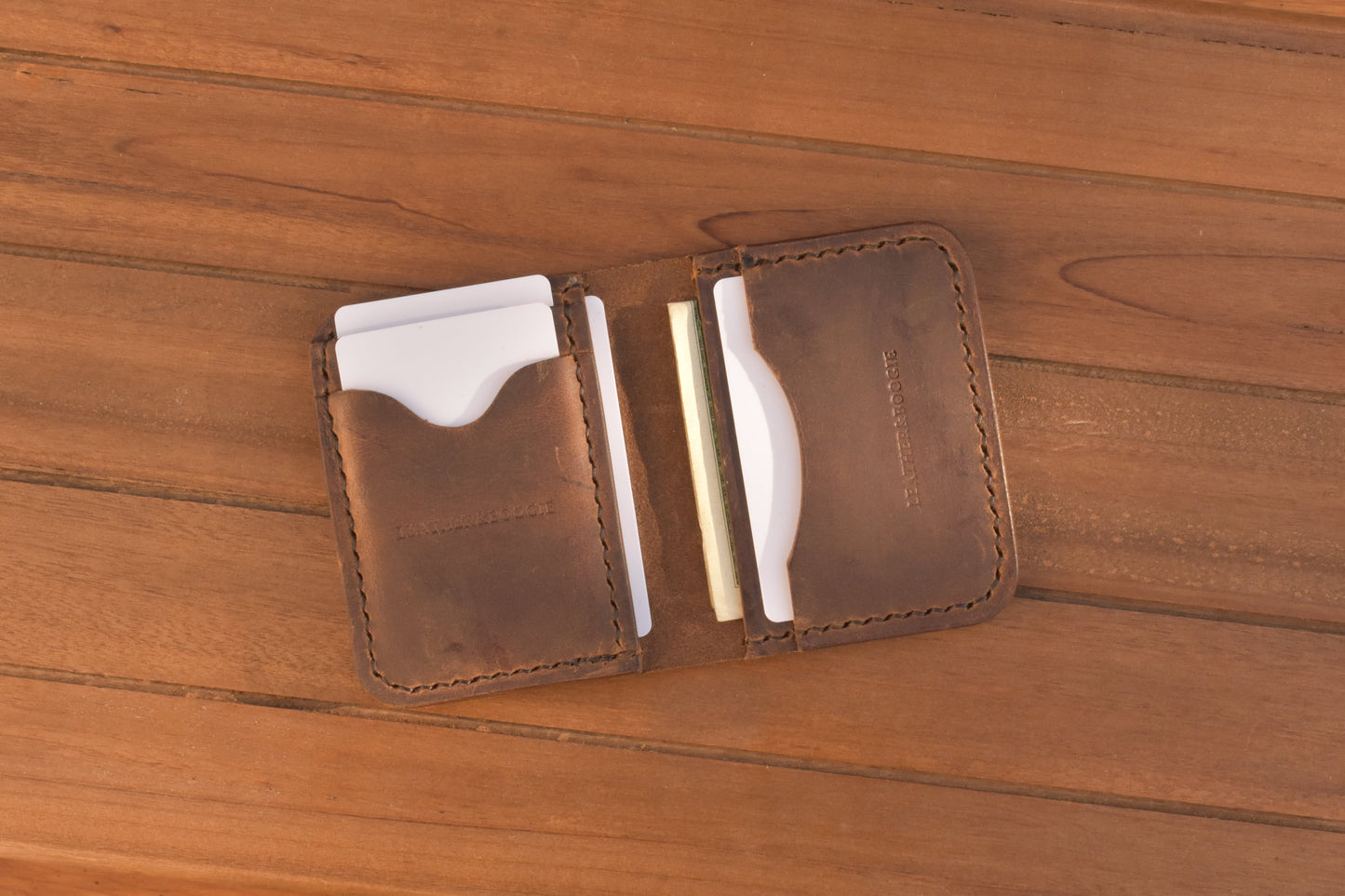 5 Pocket Card Wallet Compact Full Grain Leather Wallet Made in USA