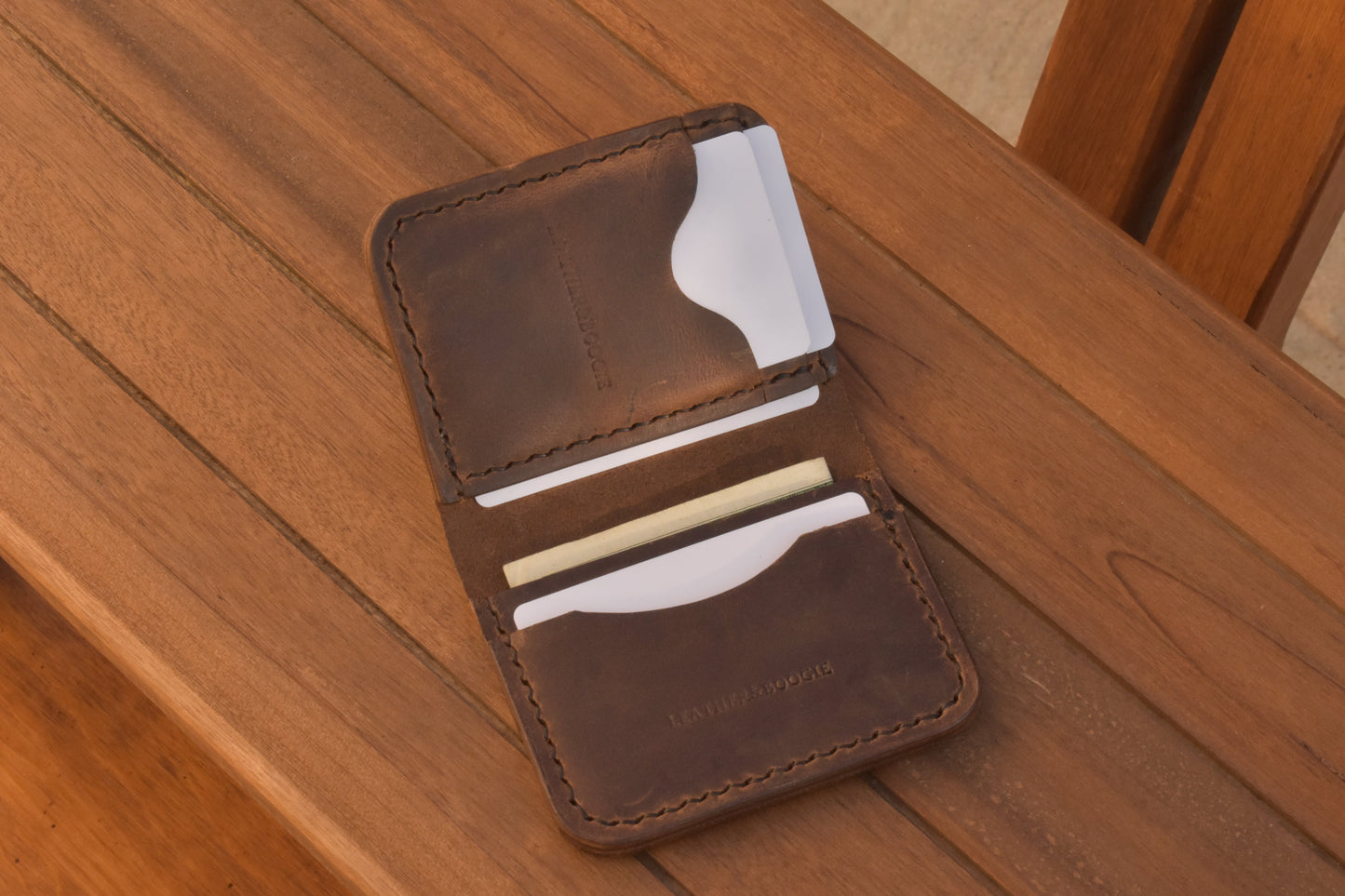 5 Pocket Card Wallet Compact Full Grain Leather Wallet Made in USA
