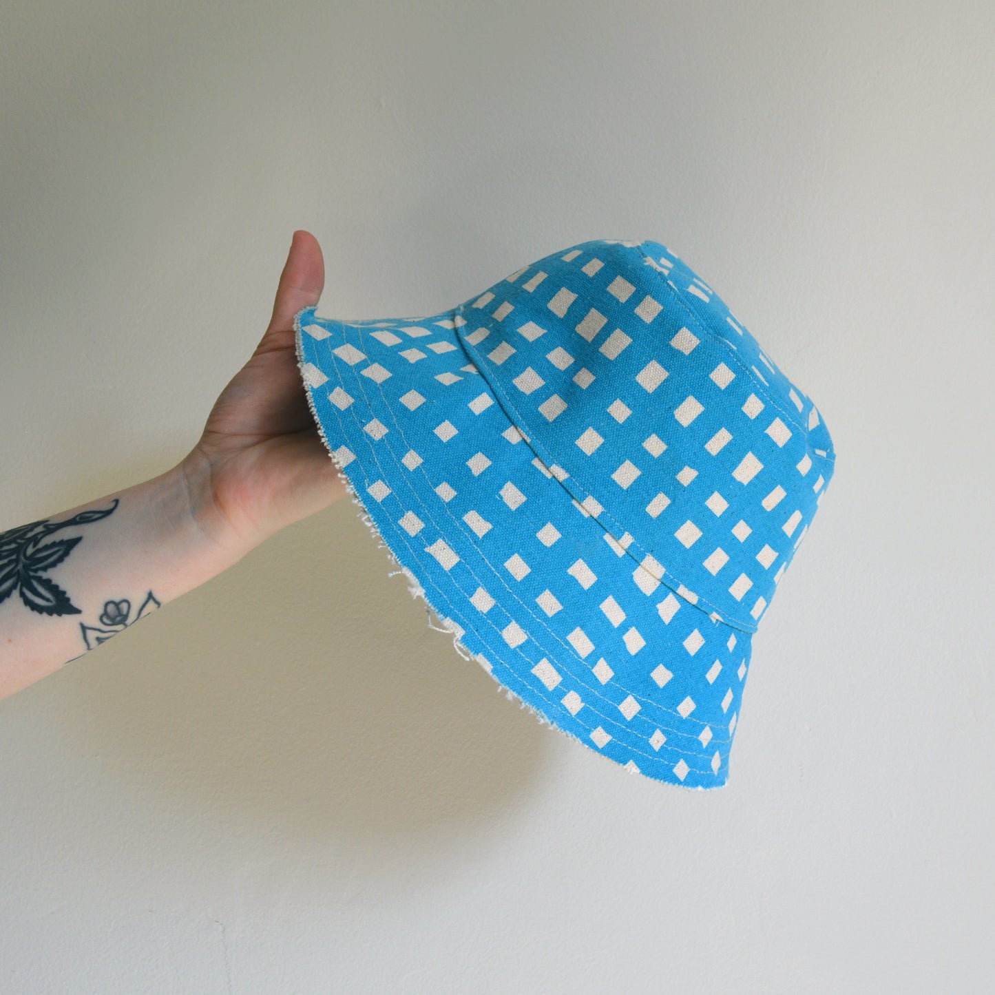 Grid Bucket Hat Cotton Canvas Bucket Hat