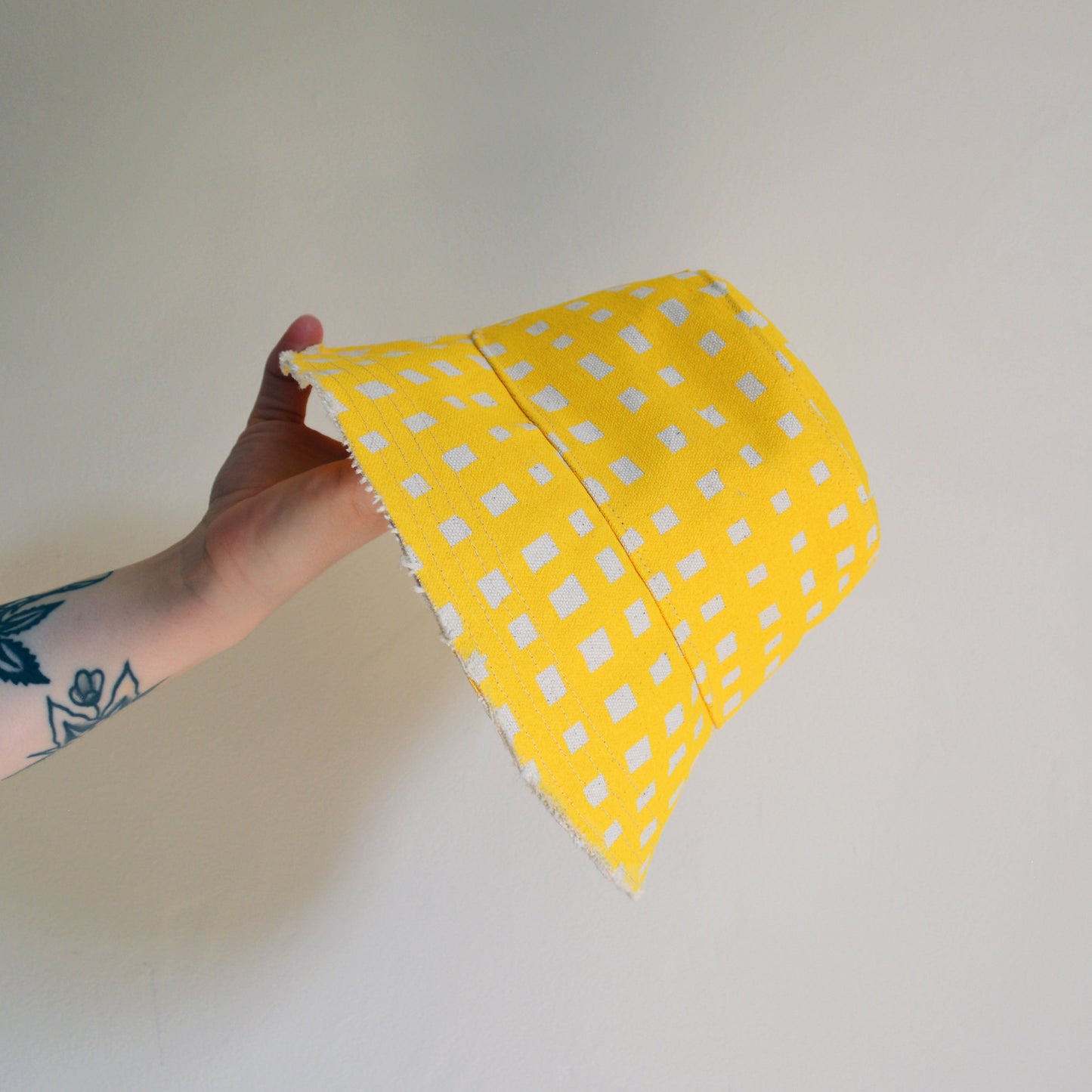 Grid Bucket Hat Cotton Canvas Bucket Hat