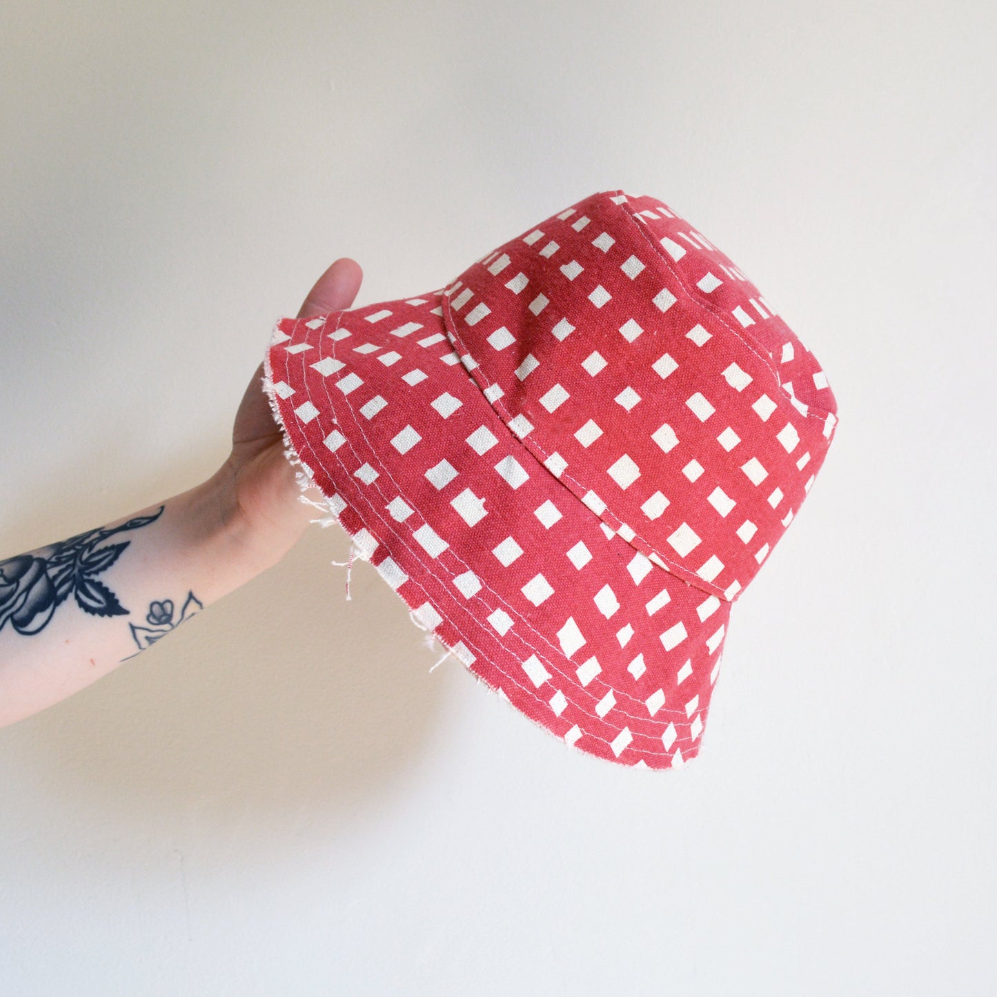 Grid Cotton Canvas Bucket Hat