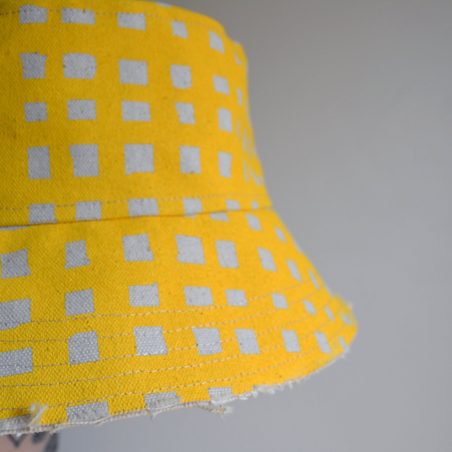 Grid Bucket Hat Cotton Canvas Bucket Hat