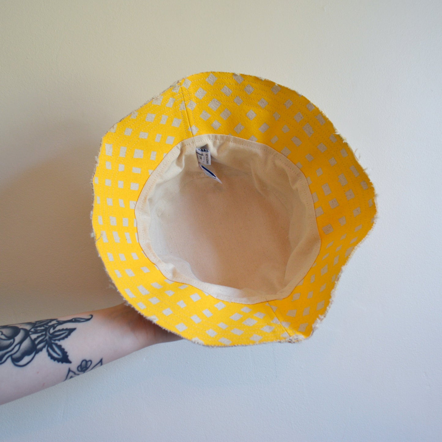 Grid Bucket Hat Cotton Canvas Bucket Hat