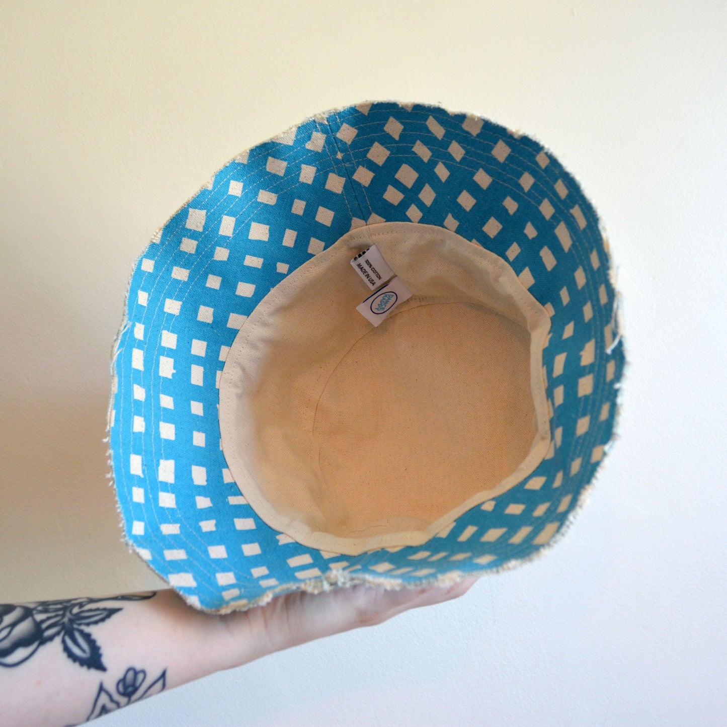 Grid Bucket Hat Cotton Canvas Bucket Hat