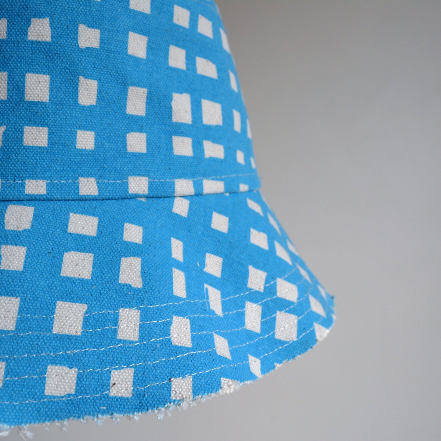 Grid Bucket Hat Cotton Canvas Bucket Hat