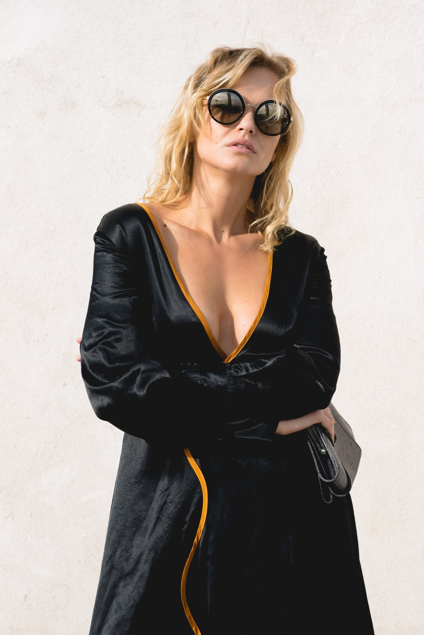 Black Silk Long Gown Dress Adrienne
