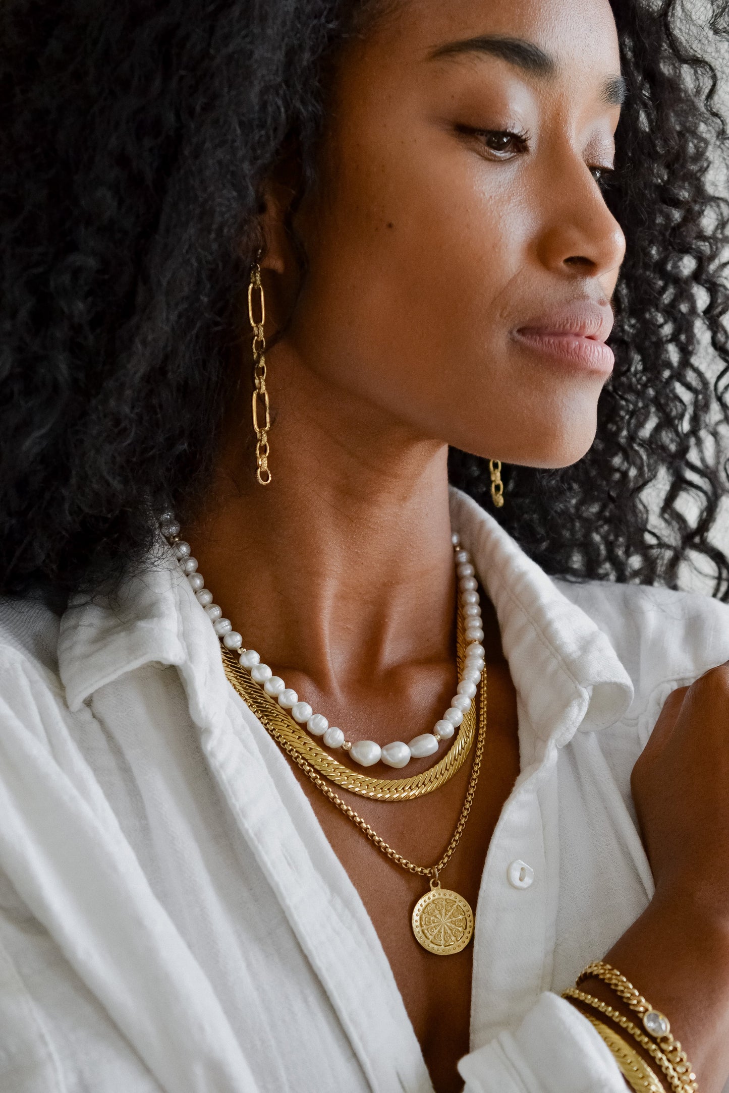 Solana 24k Gold Rope Chain Necklace with Wheel of Life Pendant