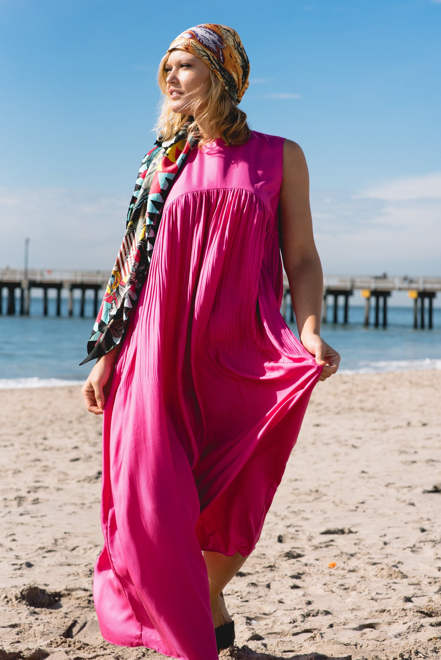 Romane Maxi Pink Silk Dress