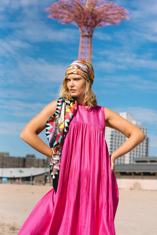 Romane Maxi Pink Silk Dress