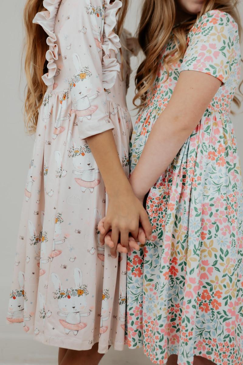 Daffodils S/S Pocket Twirl Dress Comfortable Toddler Dress Mila & Rose ®