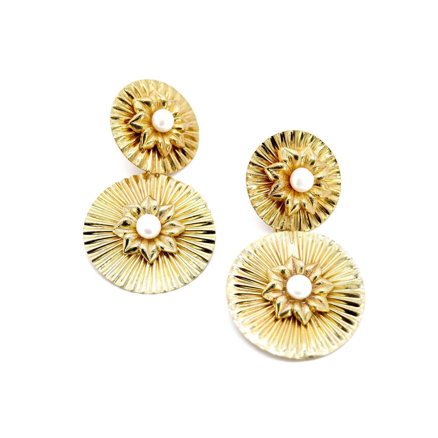 Dahlia Gold Plated Fresh Pearl Earrings ADIBA