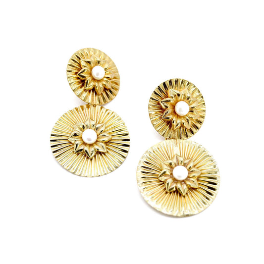Dahlia Gold Plated Fresh Pearl Earrings ADIBA