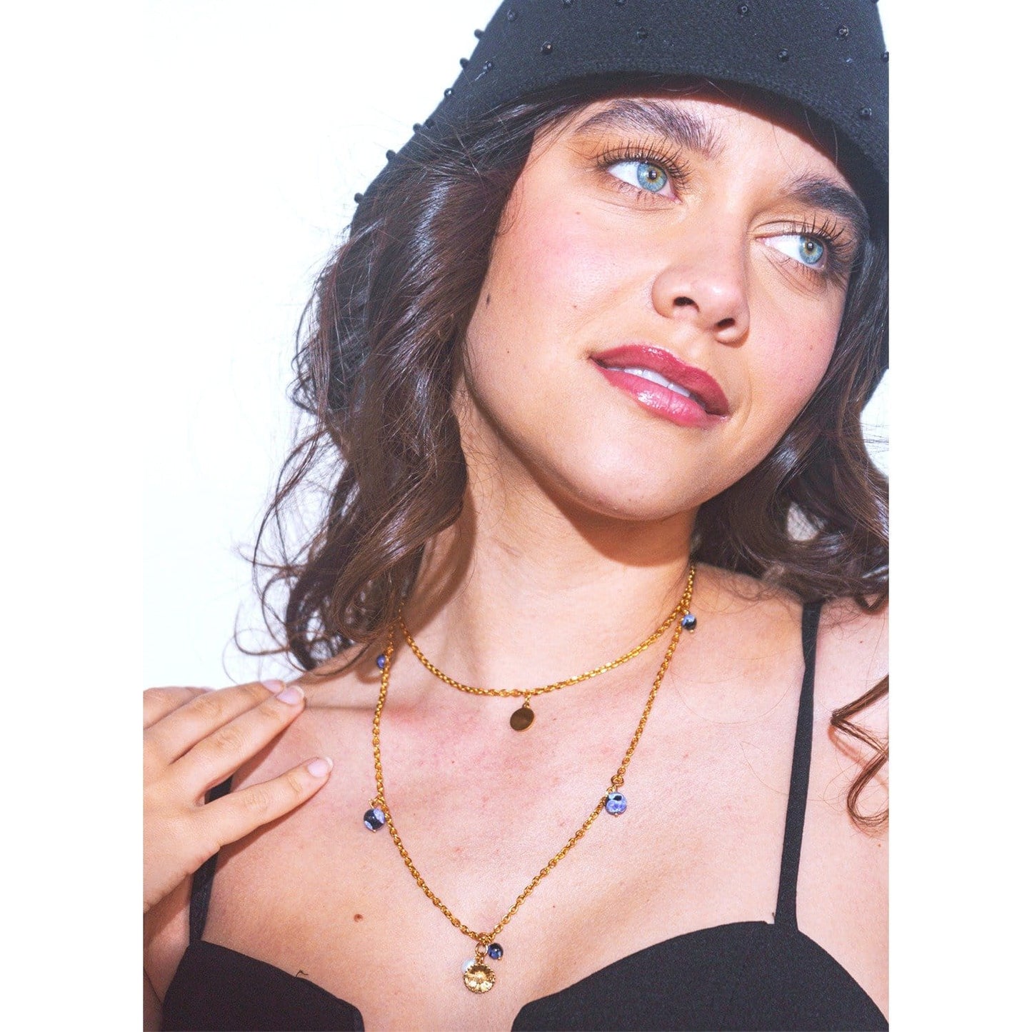 Daisy 18k Gold Filled Charm Necklace Double Layer Chains Adiba
