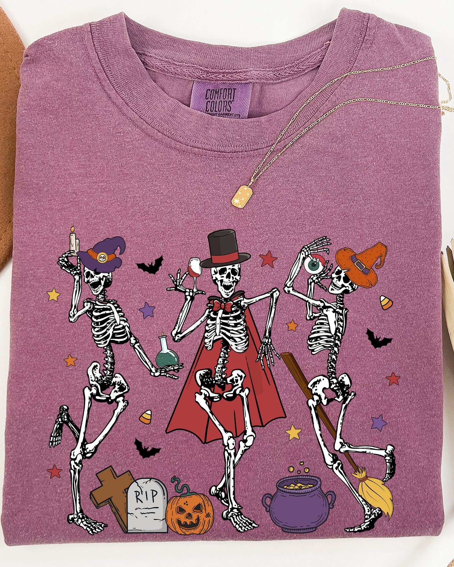 Dancing Skeleton Halloween Party Cute Fun Spooky Shirt Comfort Colors T-Shirt