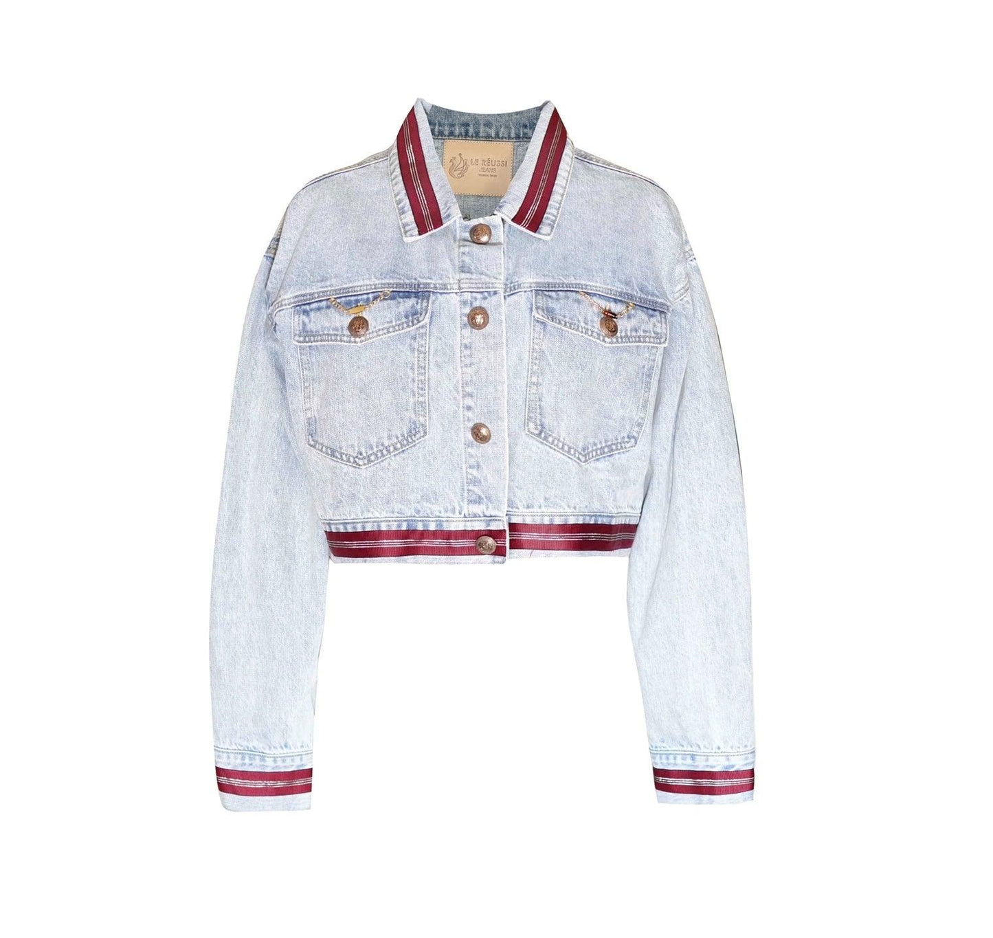 Danielle Denim Jacket Red Lining Women’s Casual Style Le Réussi