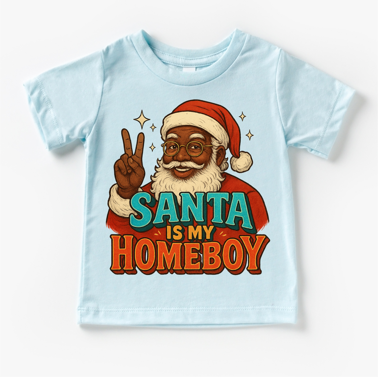 Santa Is My Homeboy Christmas Shirt - Black Santa Tee