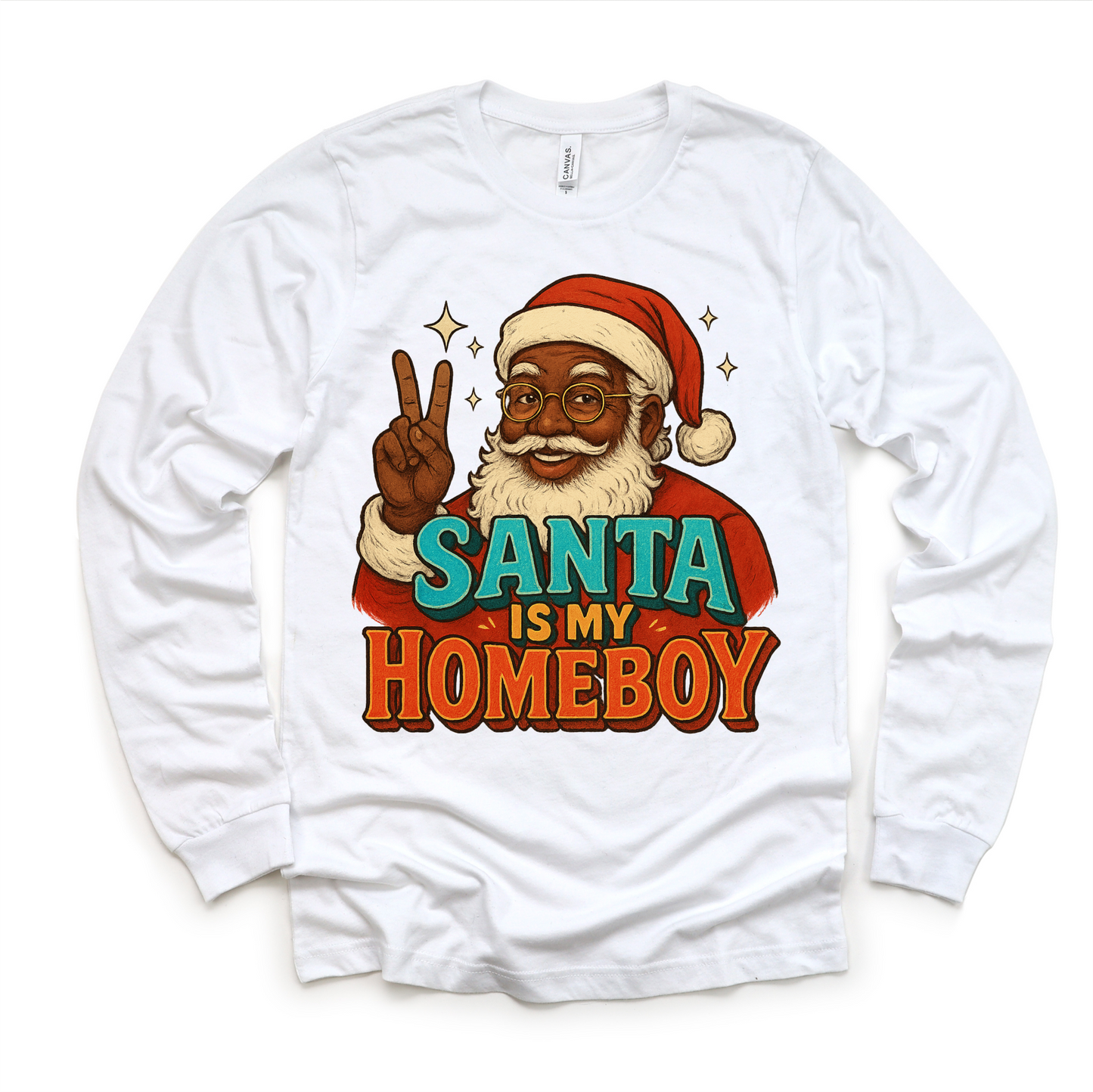 Santa Is My Homeboy Christmas Shirt - Black Santa Tee