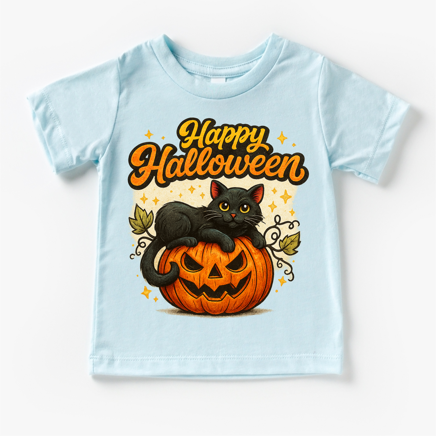 Happy Halloween Black Cat and Jack O Lantern Shirt Halloween Tee
