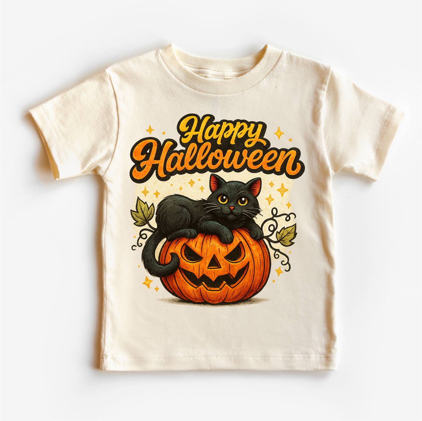 Happy Halloween Black Cat and Jack O Lantern Shirt Halloween Tee