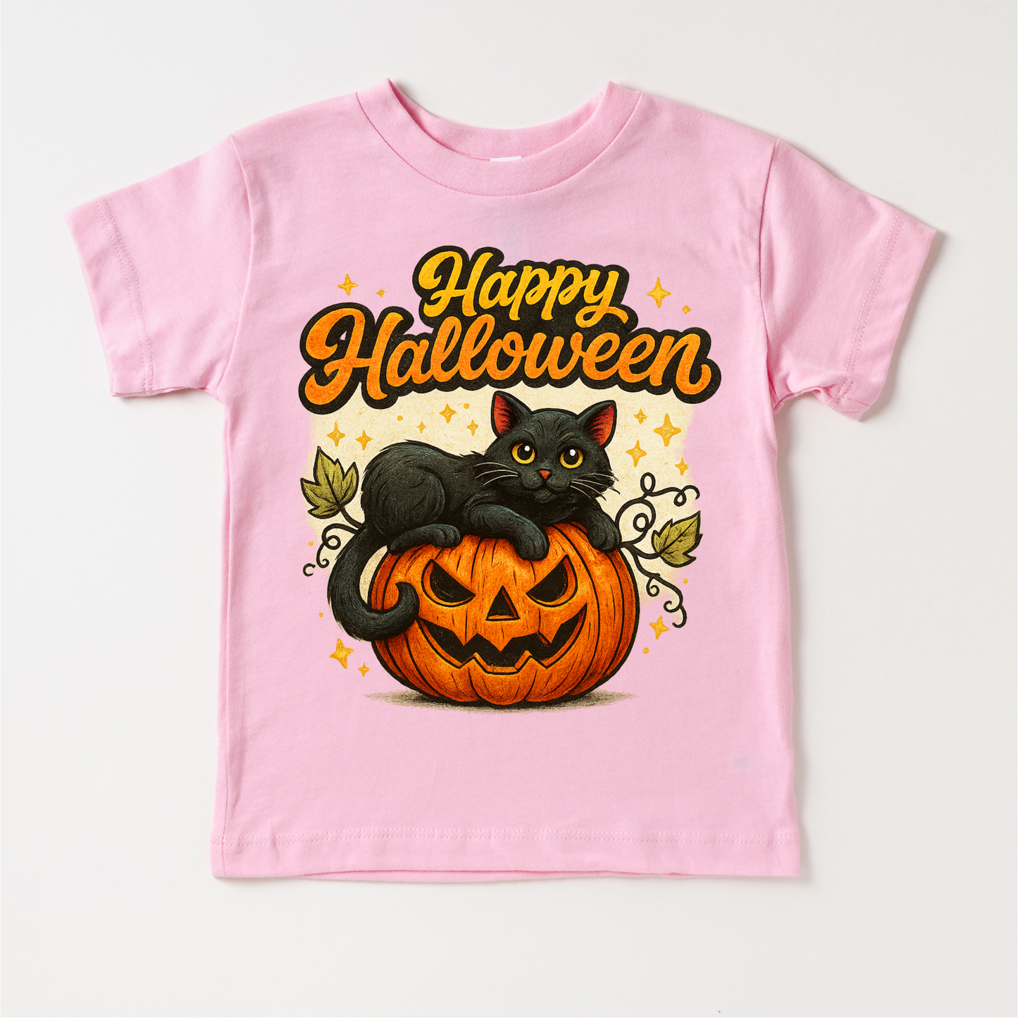 Happy Halloween Black Cat and Jack O Lantern Shirt Halloween Tee