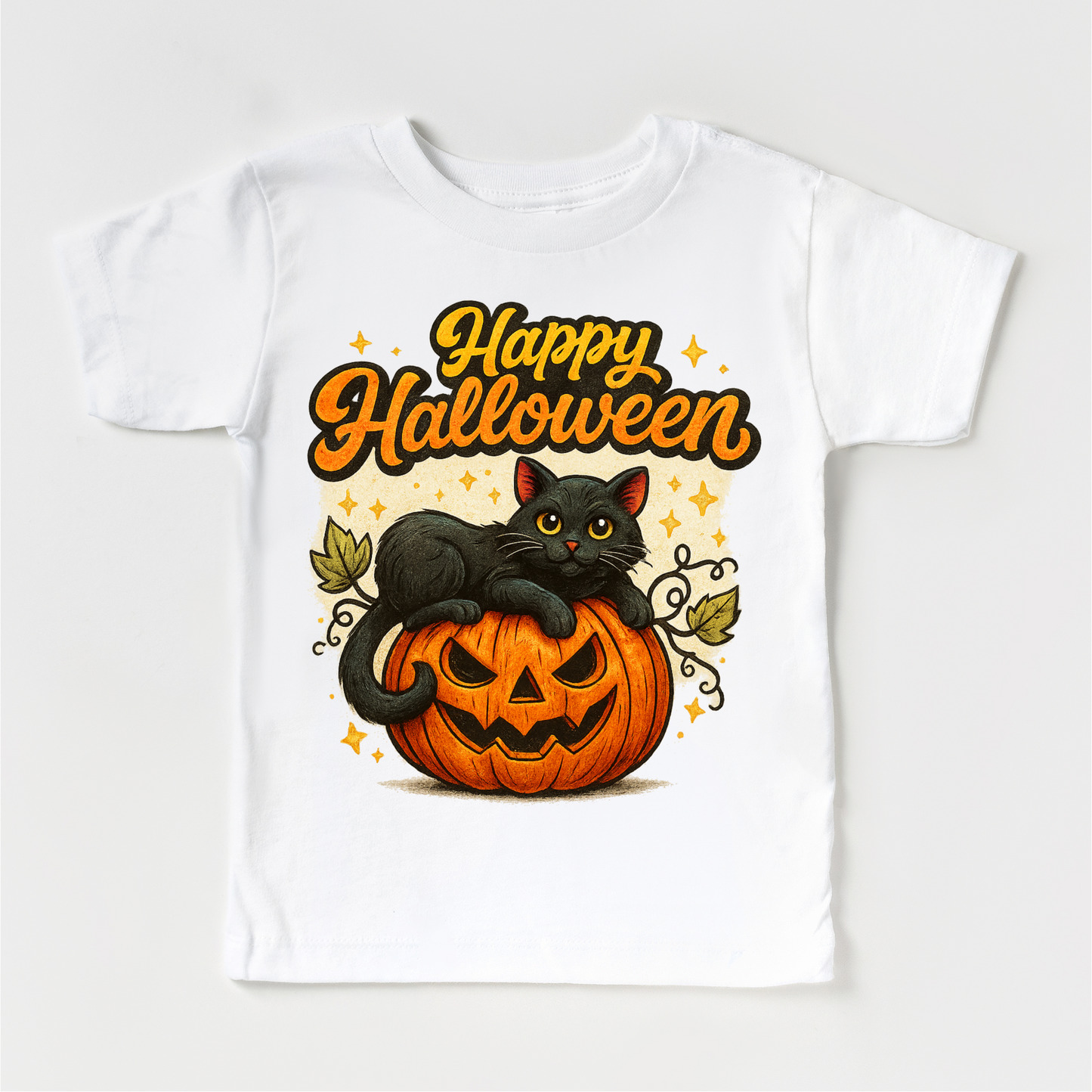 Happy Halloween Black Cat and Jack O Lantern Shirt Halloween Tee
