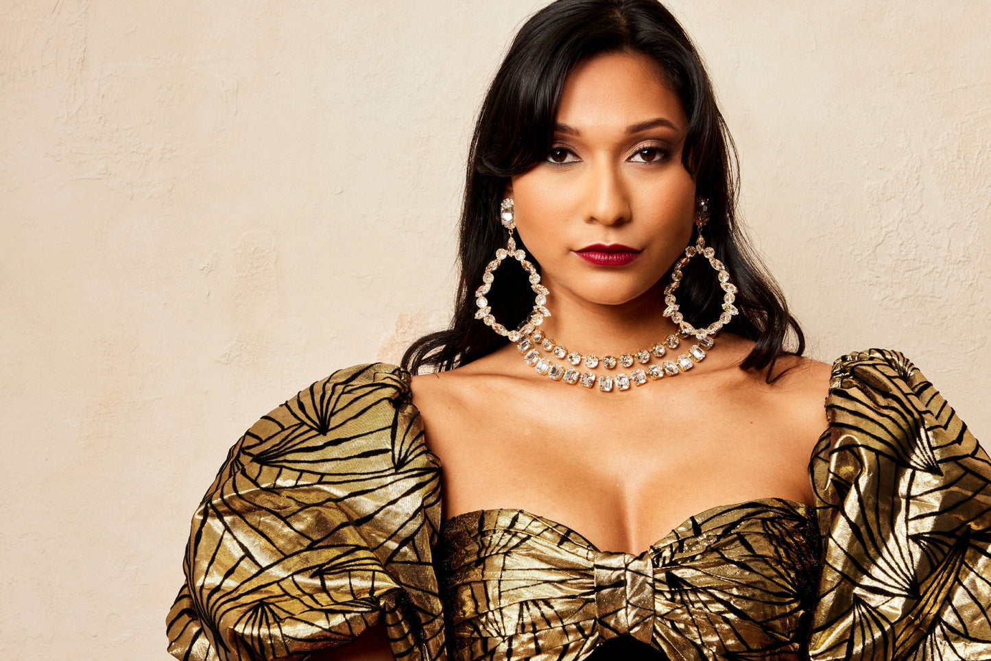 Daphne Crystal Riviera Necklace Adjustable 24K Gold Plate Kimono Dragon NYC