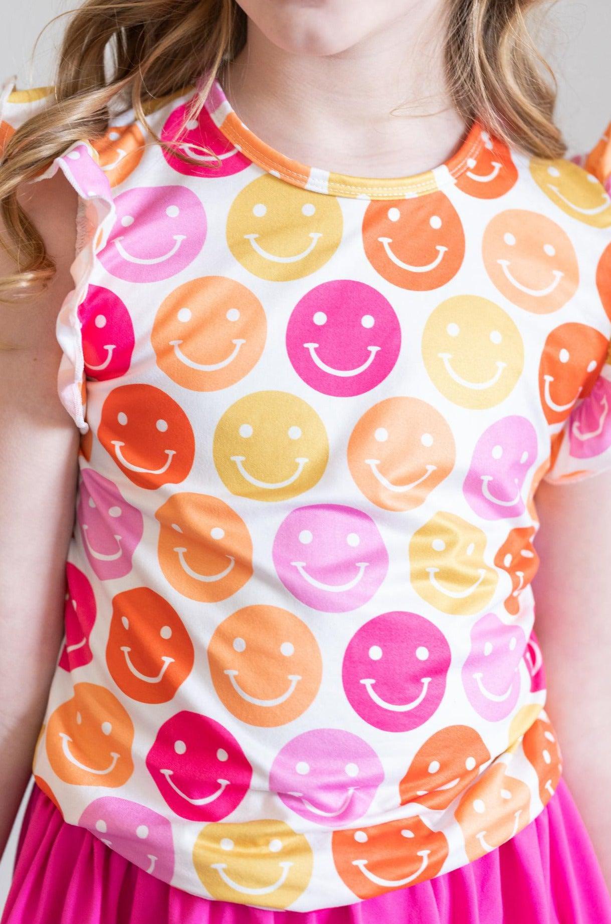 Don't Worry, Be Hippy S/S Ruffle Tee Basic Tee Mila & Rose